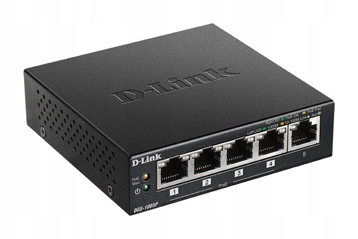 D-link Switch DGS-1005P 5xGbE (4xPoE+ 60W)