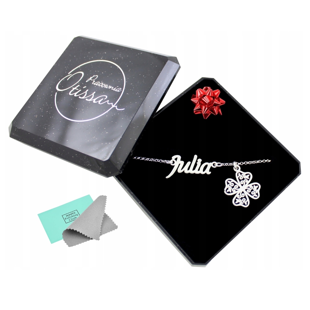 Bransoletka srebrna 925 z koniczynką z imieniem biżuteria