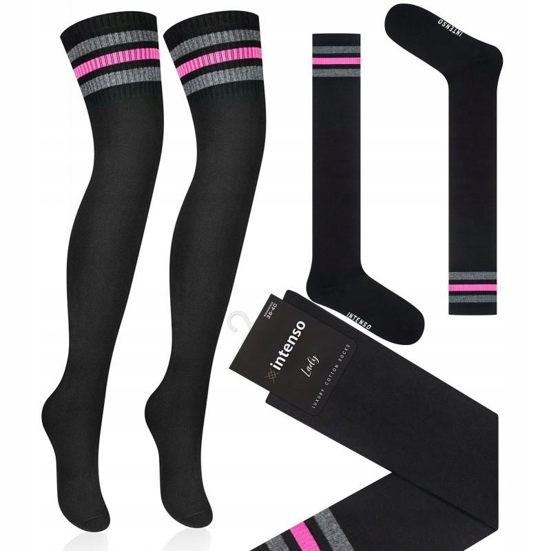 ZAKOLANÓWKI DAMSKIE GŁADKIE BAWEŁNIANE INTENSO R.36-40 Zestaw nie