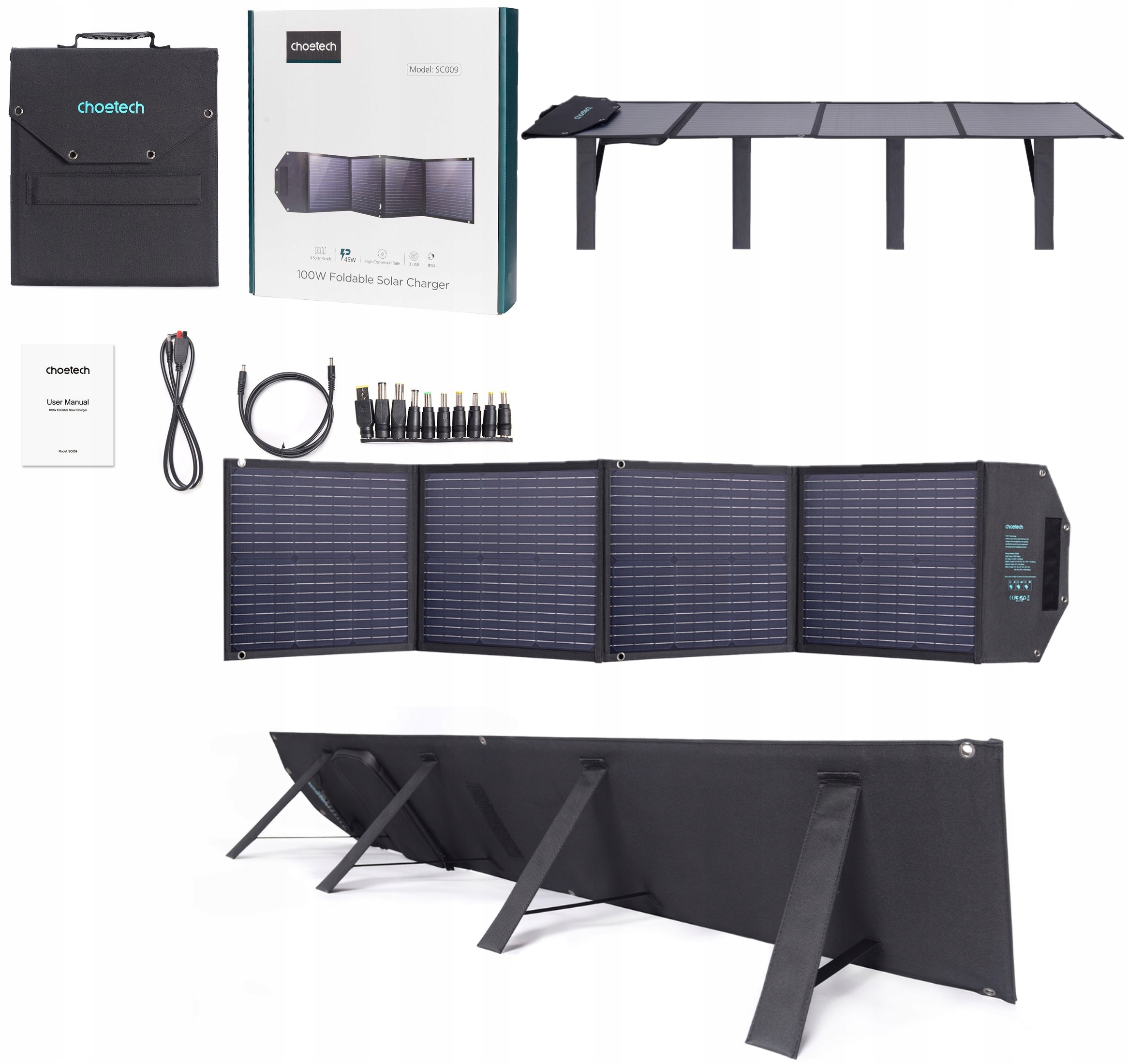 

Duża Mata Ładowarka Solarna 100W Usb-c 2xUSB Pd Qc