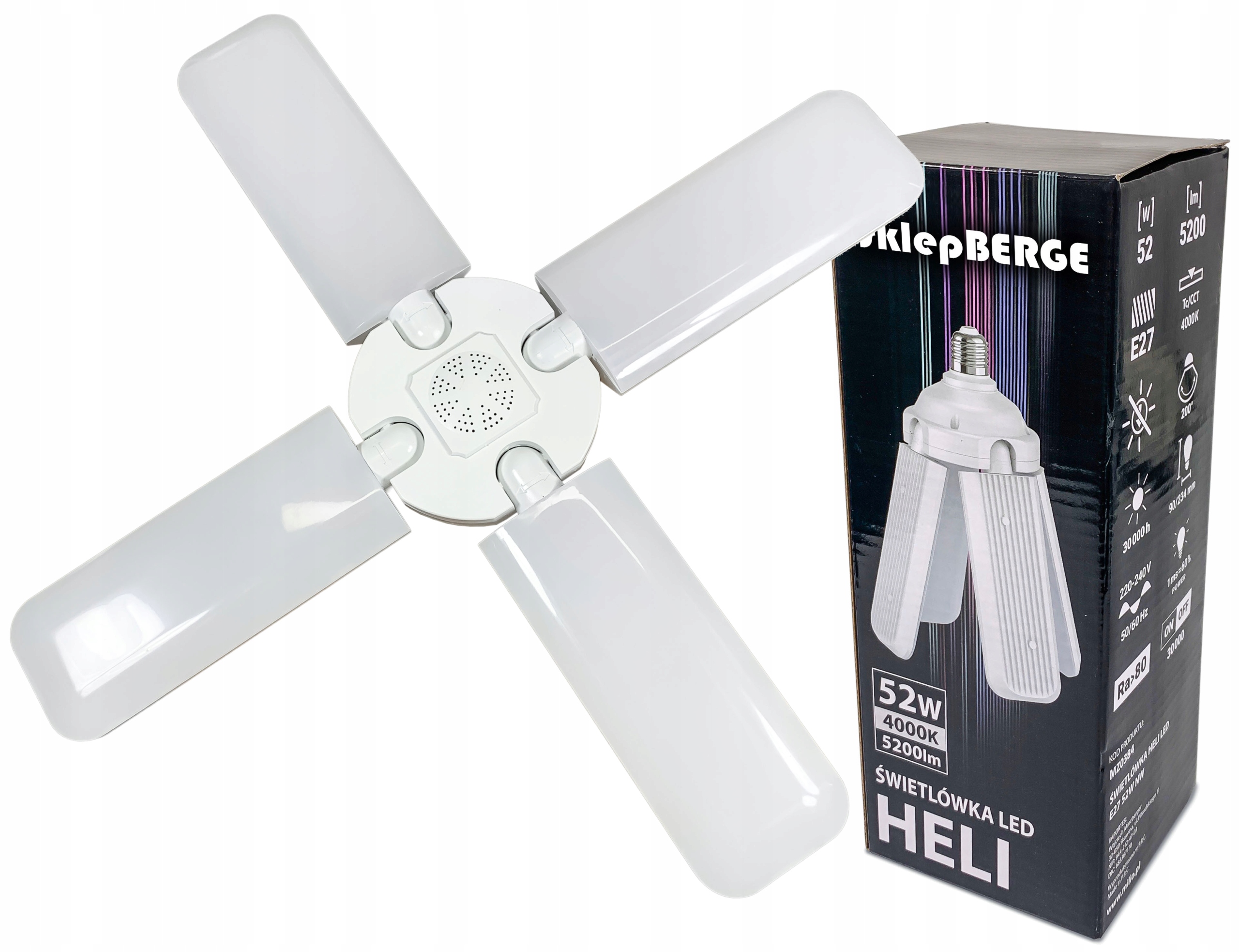 

Żarówka Led wiatrak rozkładana E27 lampa 52W=350W