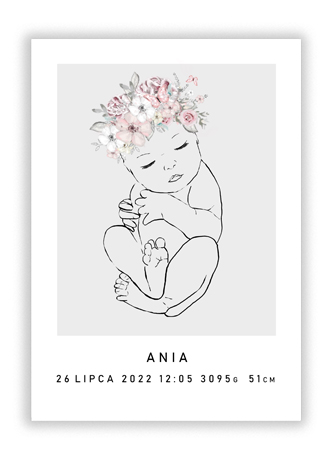 

Duża metryczka minimalistyczna plakat dziecko a3