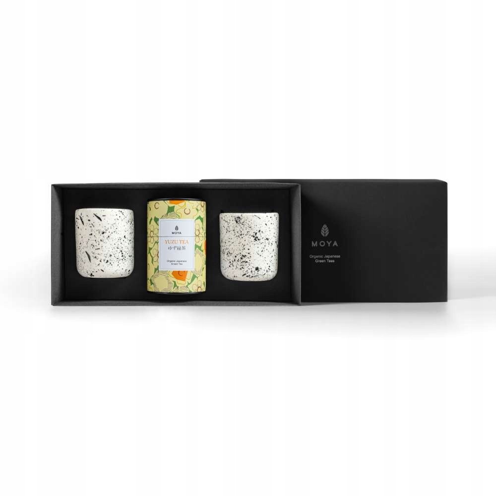 Dárková sada organického zelený čaj Moya Yuzu Tea a 2 hrnků Shimo