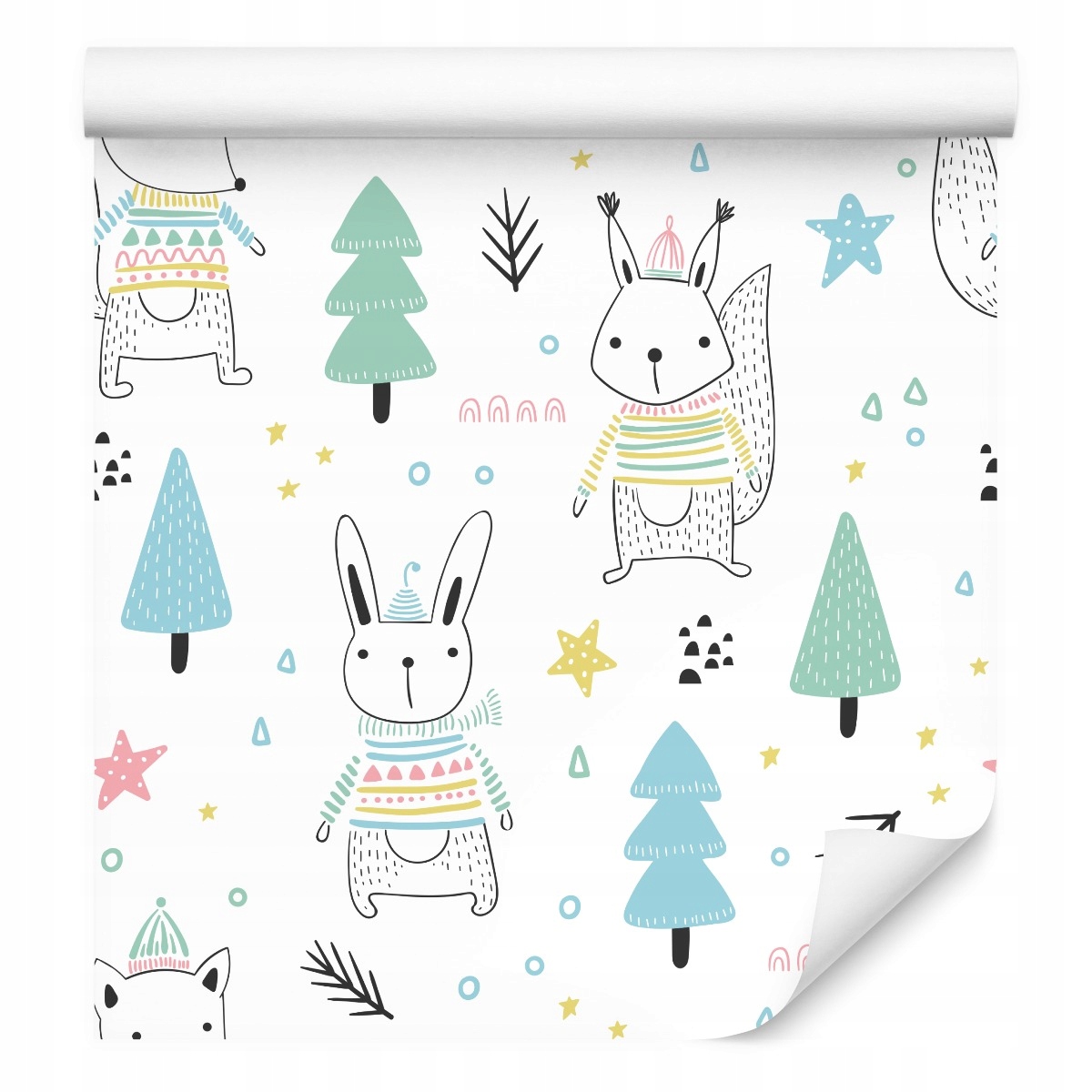 Dětská tapeta Zvířata Lesní les Hvězdičky