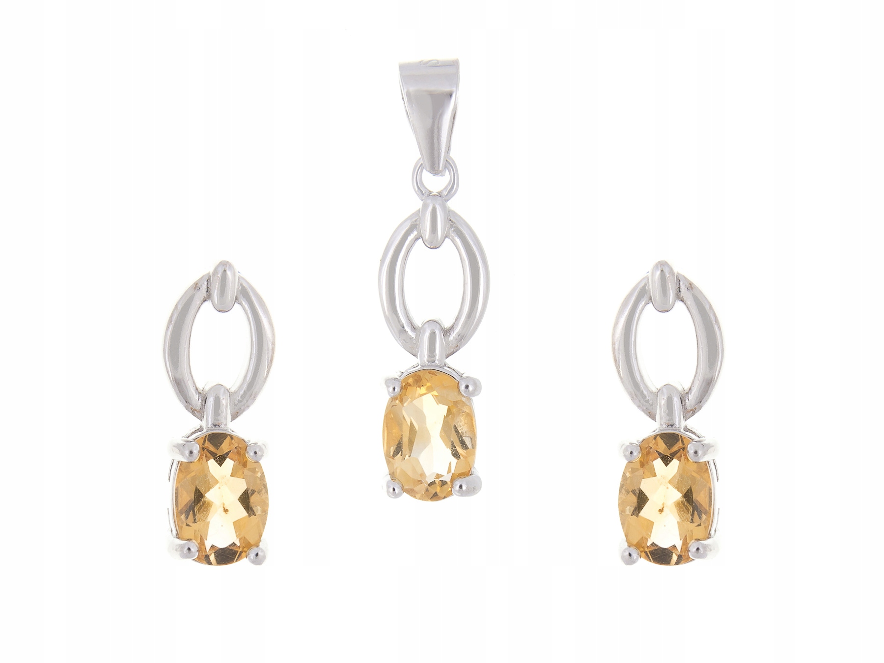 Stříbrný Rhodiovaný Komplet Přírodních Citronů Dárek