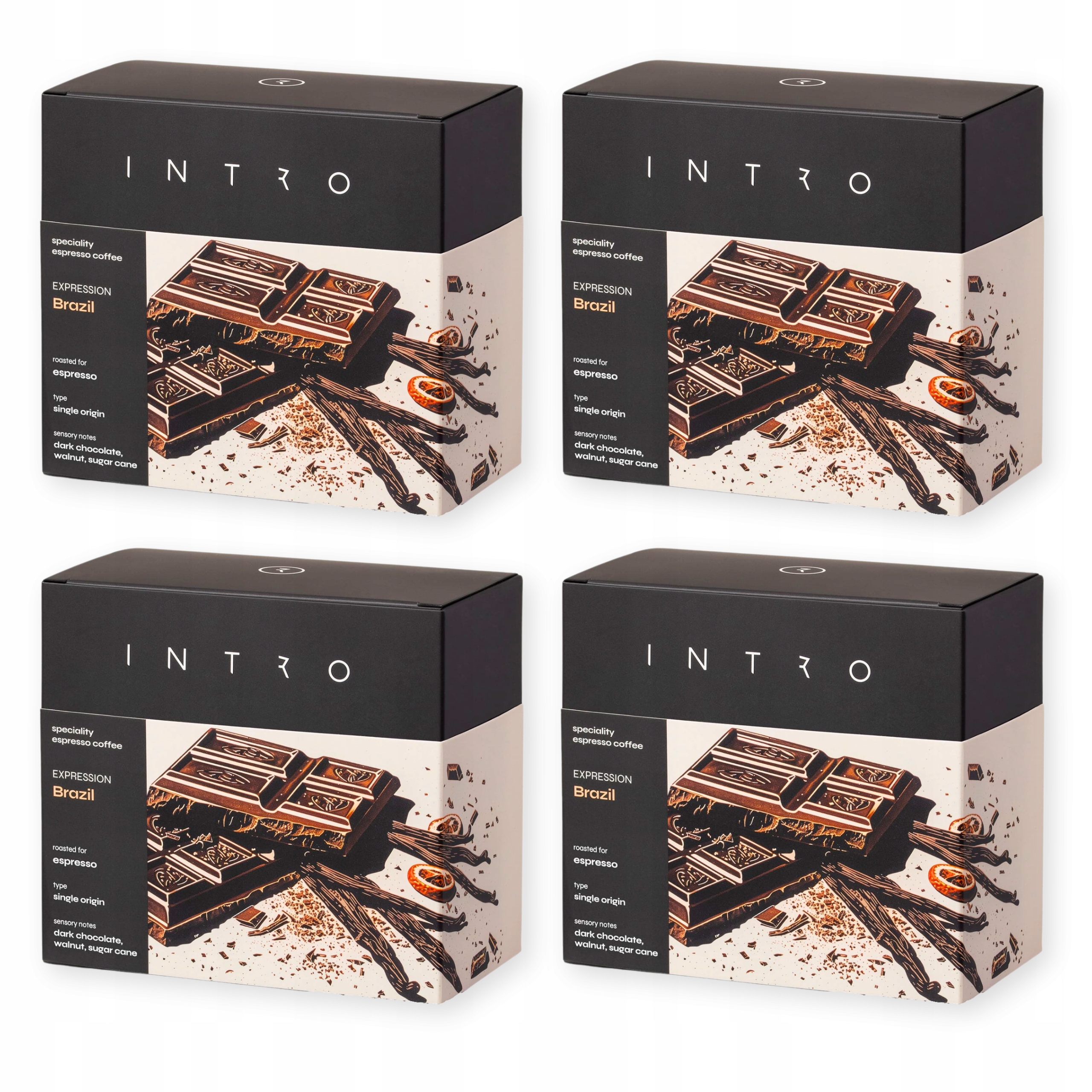 Káva zrnková 4x250 g Brazílie Espresso čerstvě pražená specialita Intro