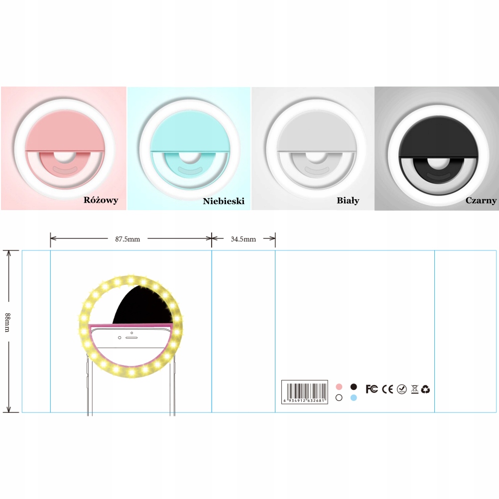 LAMPA SELFIE PIERŚCIENIOWA DO TELEFONU USB LED Marka Inna
