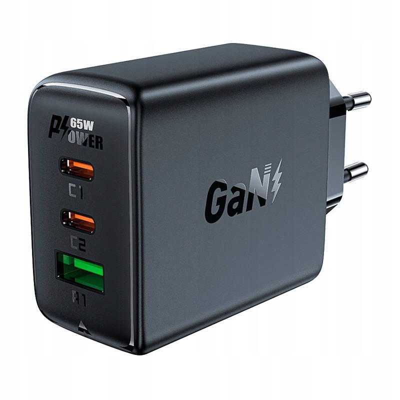 Acefast szybka ładowarka sieciowa GaN (2xUSB- C Usb- A) Pps Pd QC4+ 65W