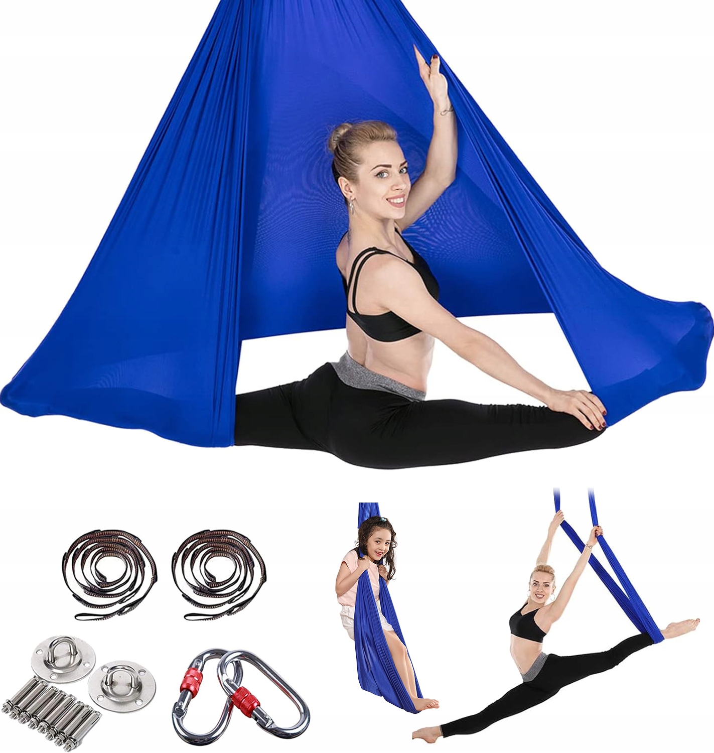 Szarfa akrobatyczna chusta aerial silk wielofunkcyjna 4 metrów Fioletowy