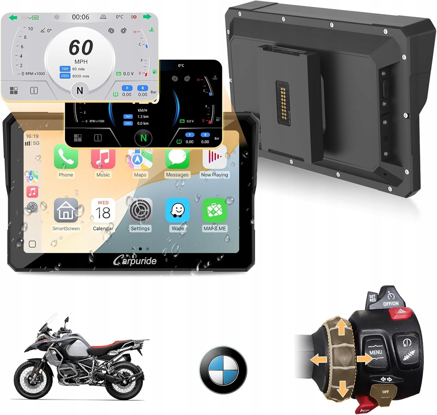 Carpuride W702BS Pro Motocyklový Displej Carplay Bmw Wonder Wheel Wi-fi 2025