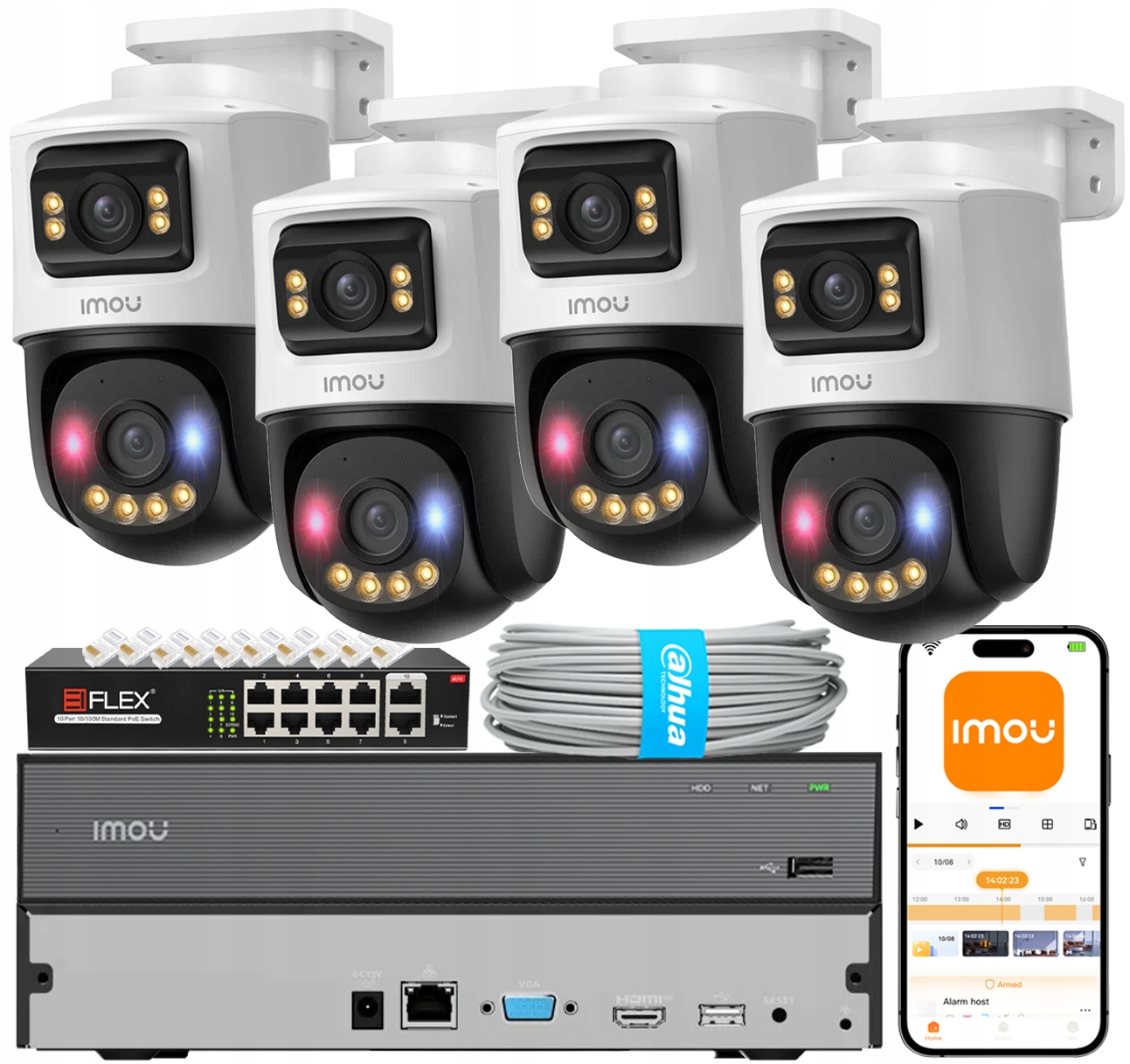Sada na monitorovanie 10MPx 4 kamier PoE Imou IPC-PS70FP-10M0 Utp rekordér