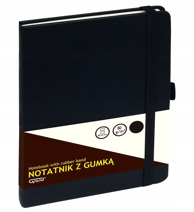 

Notatnik Grand A5 z gumką czarny