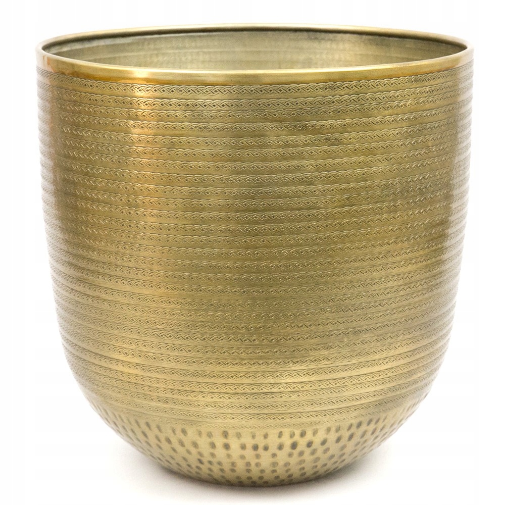 Květináč Obal Na Květináč Kovový Zlatý 33x33 cm Zdobený Moderní 30 35