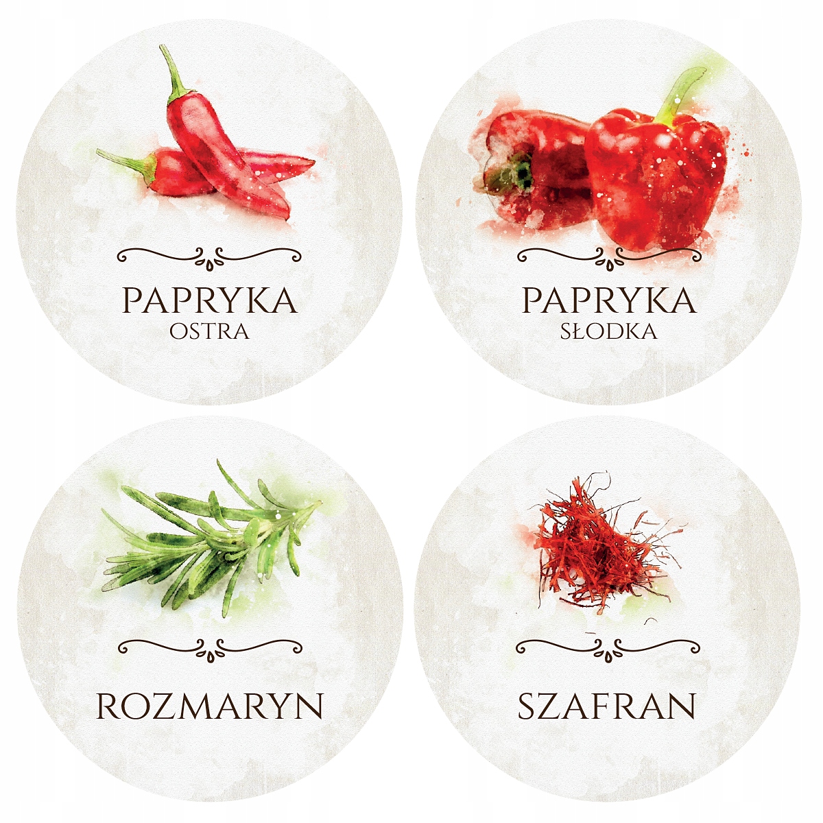 

Naklejki, etykiety na pojemniki przyprawy 70 sztuk