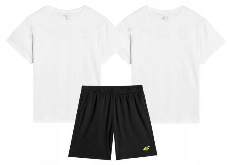 Strój na Wf zestaw sportowy 3pak 4F 2xTshirt biały czarne spodenki 140