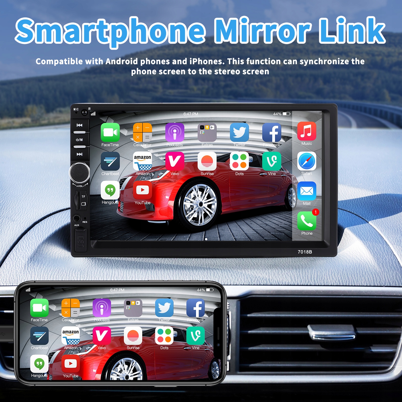 7-CALOWY NADAJNIK FM ODTWARZACZ WIDEO I AUDIO Marka inny