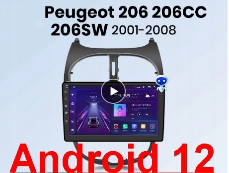 Radio PEUGEOT 206 ANDROID 12 GPS WiFi PL