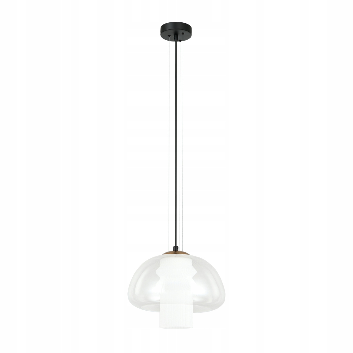 Závesná lampa Italux čierna, sklo, dvojité tienidlo, 1xE27, 40W, Feder
