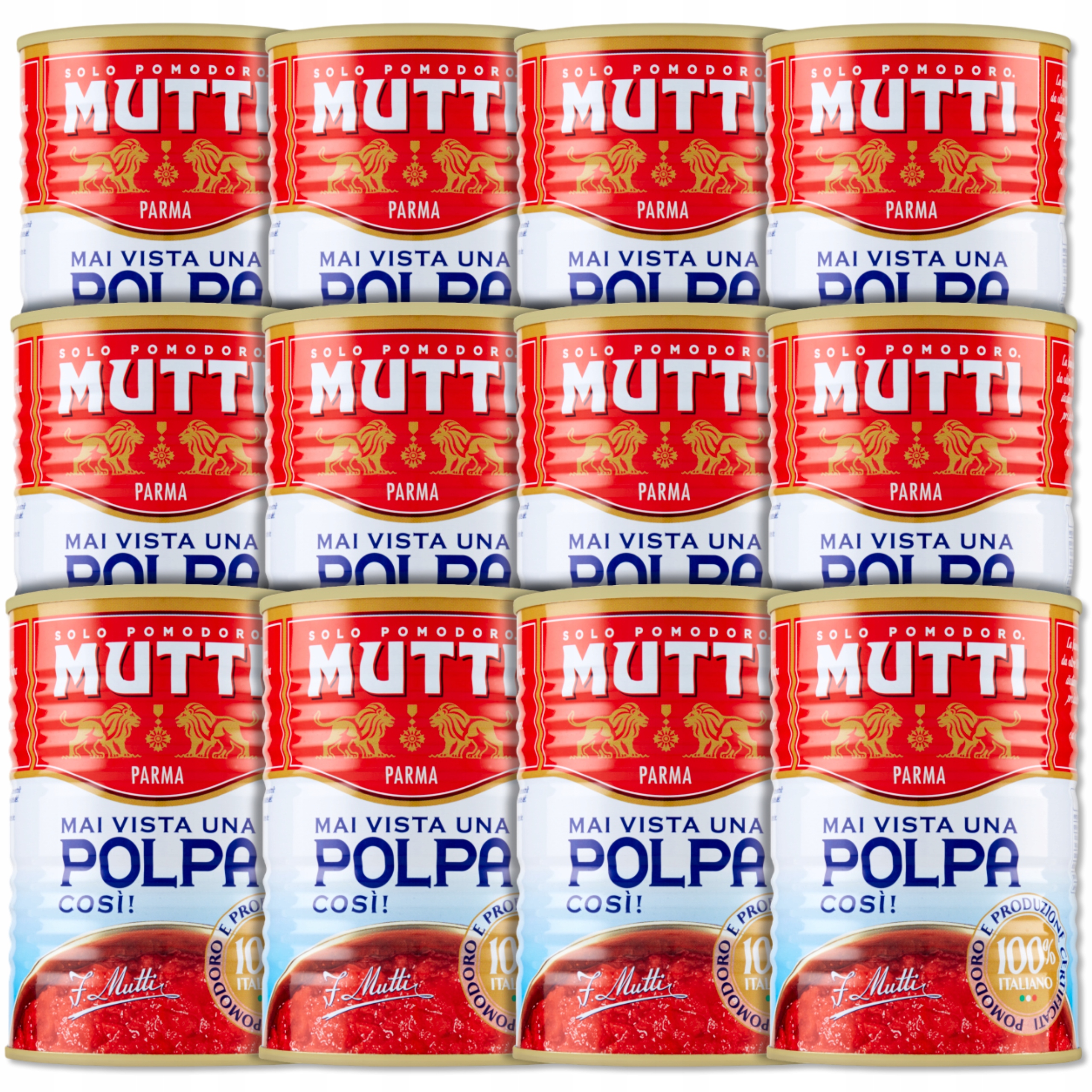 Sada 12 kusů Mutti Polpa di Pomodoro – Italské rajčata bez slupky 400 g
