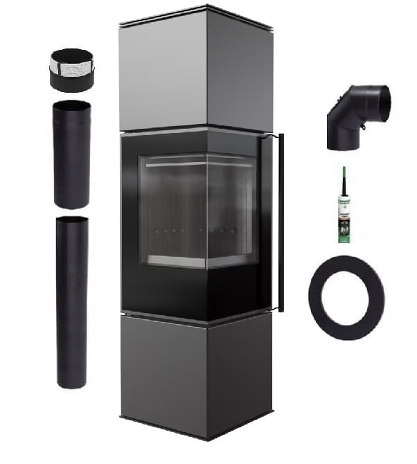 Kamna Volně Stojící Ocelová Rohová Koza Ren M Levá Černá Sada