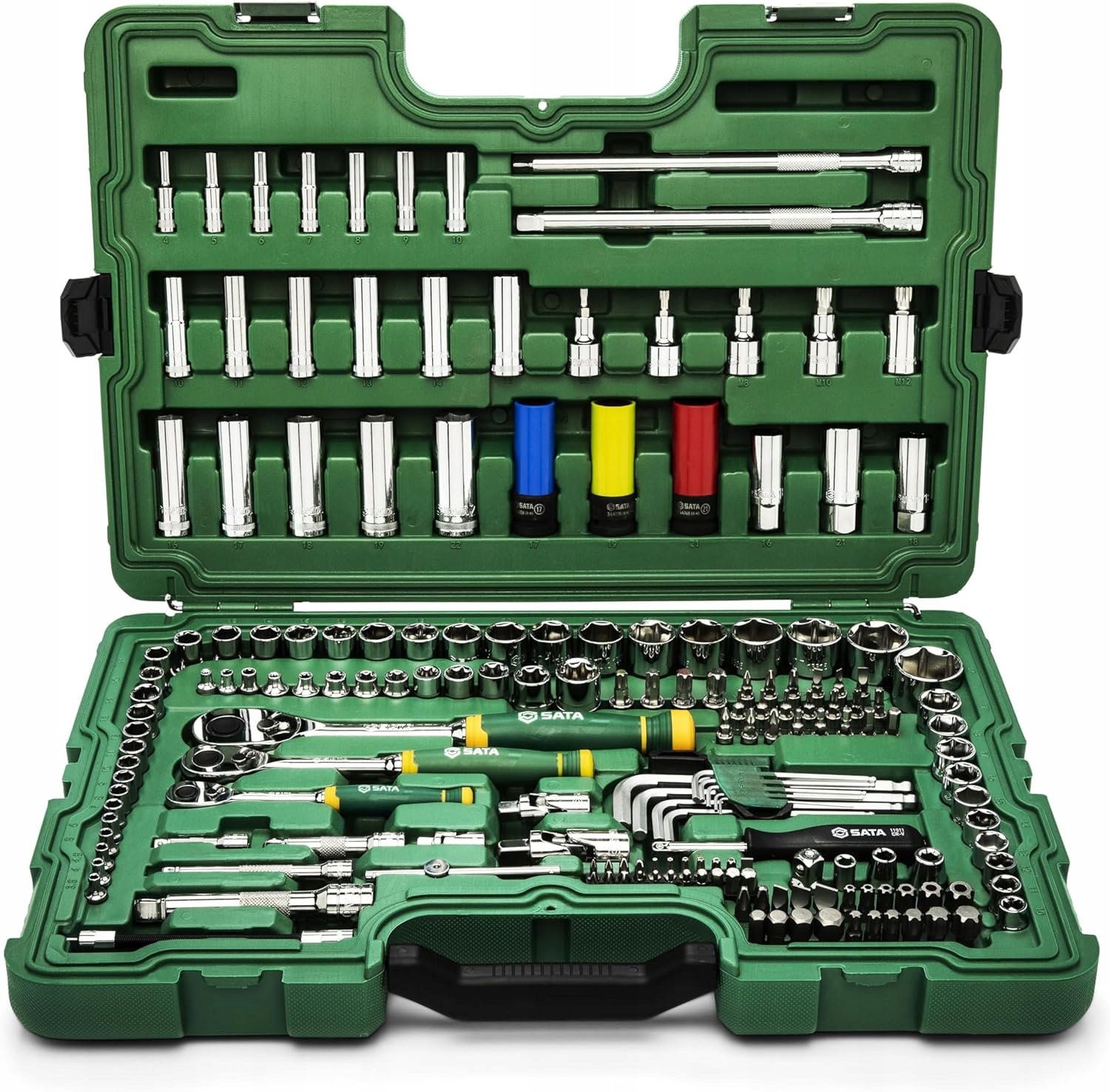 SATA ZESTAW 180 KLUCZY NASADOWYCH 1/4" 1/2" 3/8" KLUCZE AKCESORIA ST09546G Liczba elementów w zestawie 180