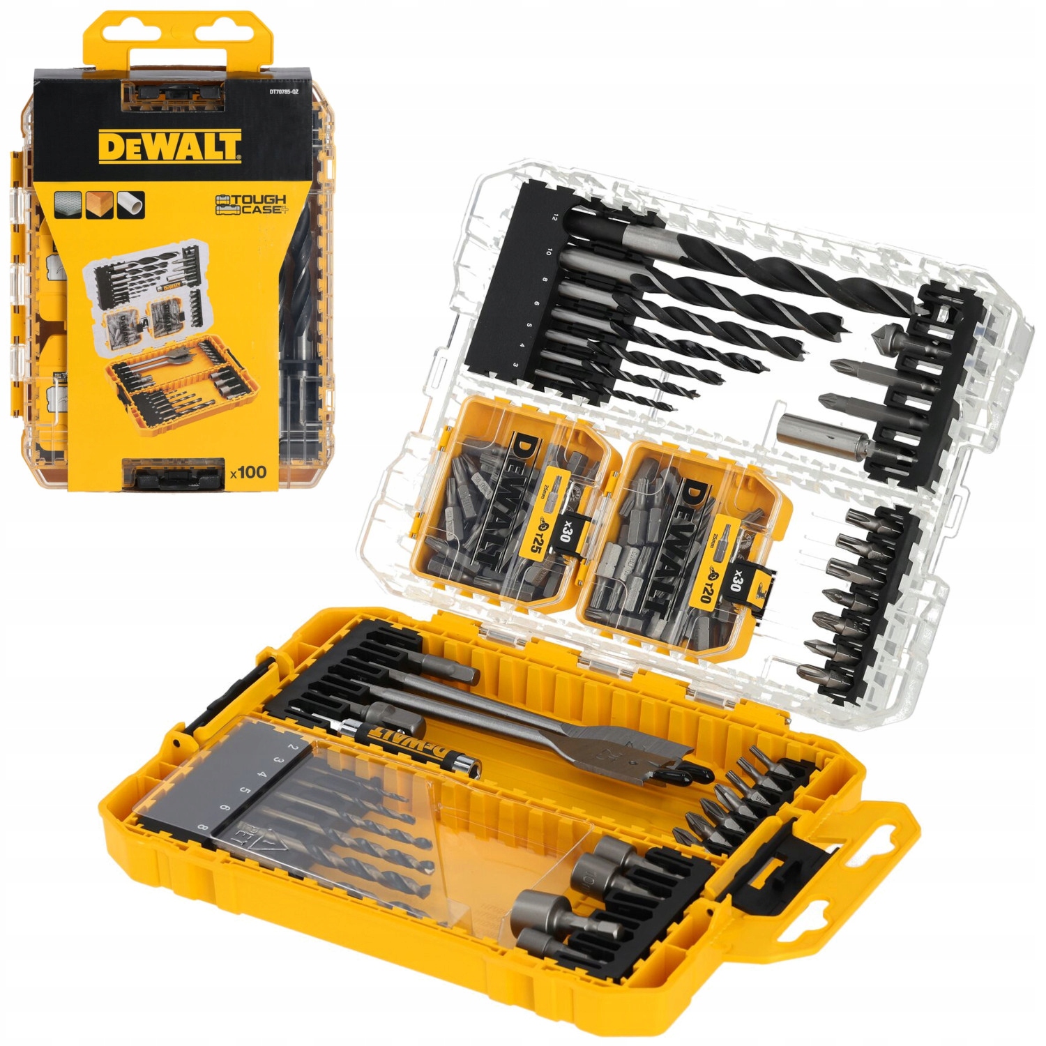 Dewalt Zestaw bitów wierteł w kasecie 100 szt. ToughCase nasadki DT70785