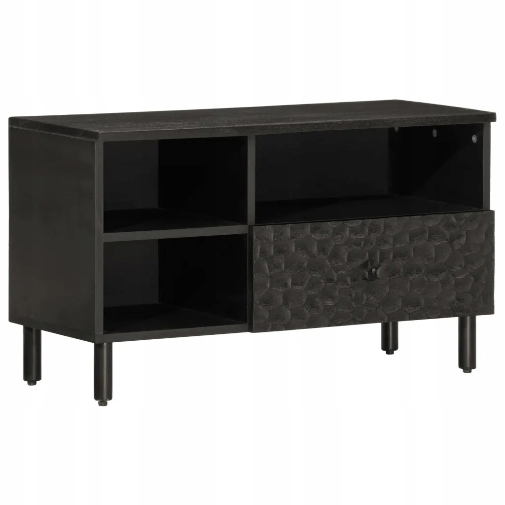 vidaXL Szafka pod telewizor, czarna, 80x33x46 cm, lite drewno mango