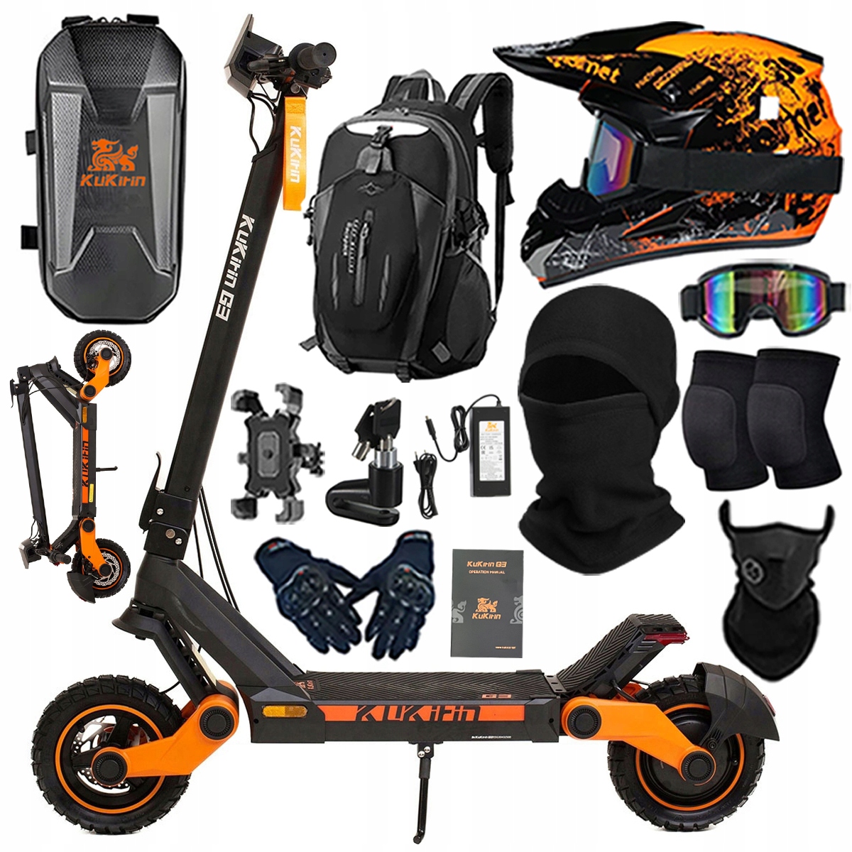 KuKirin G3 Składany Pojazd elektryczny dla dorosłyc 1200W 50km/h PL+Prezent