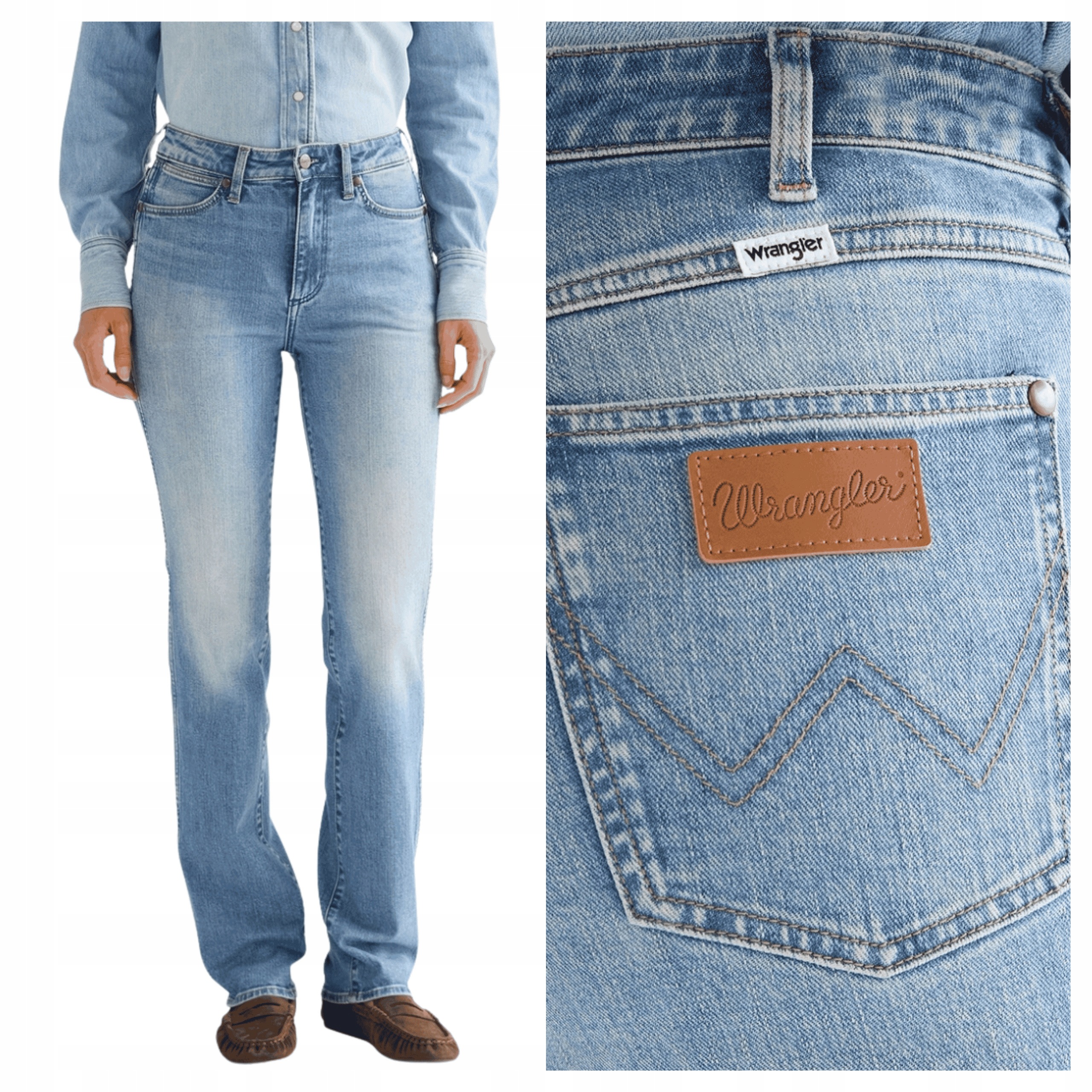 Dámské kalhoty Wrangler Straight Modré Džíny Jednoduché Bavlna W28 L30