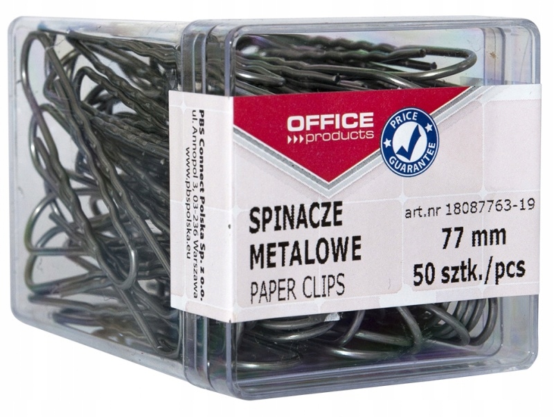 

Spinacze metalowe 77mm 50szt biurowe okrągłe