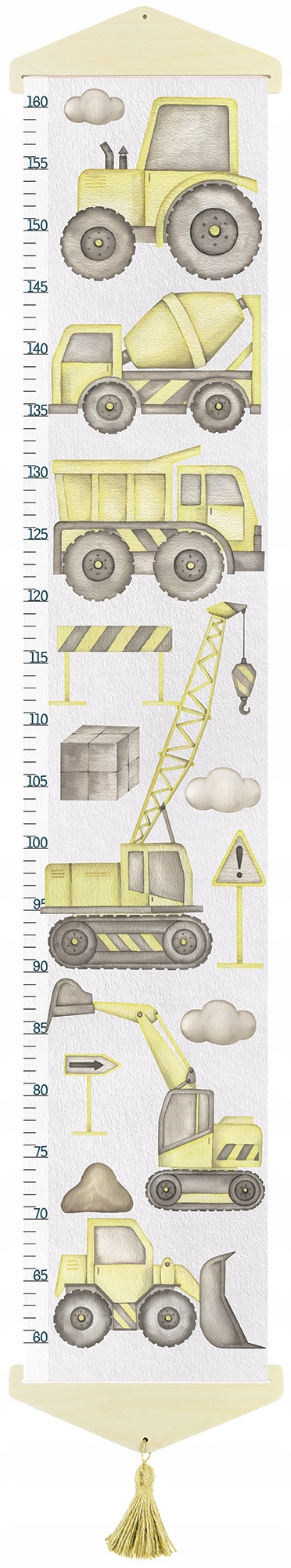 Miarka wzrostu dla dzieci na PŁÓTNIE Maszyny budowlane Stan opakowania oryginalne