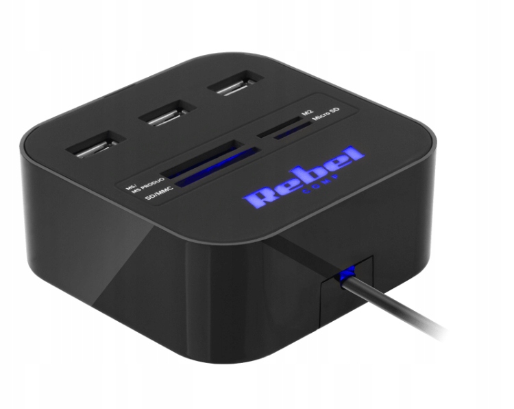 

Hub Usb 2.0 3 portowy z czytnikiem kart pamięci Sd