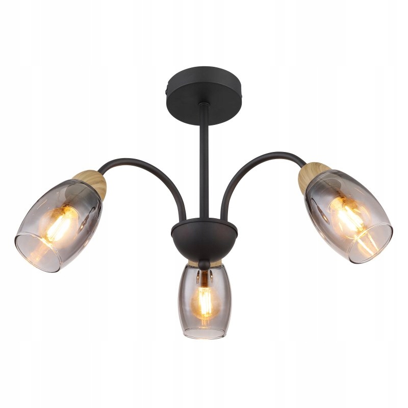 Stropná lampa Gerly čierna matná so skleneným tienidlom 47 cm