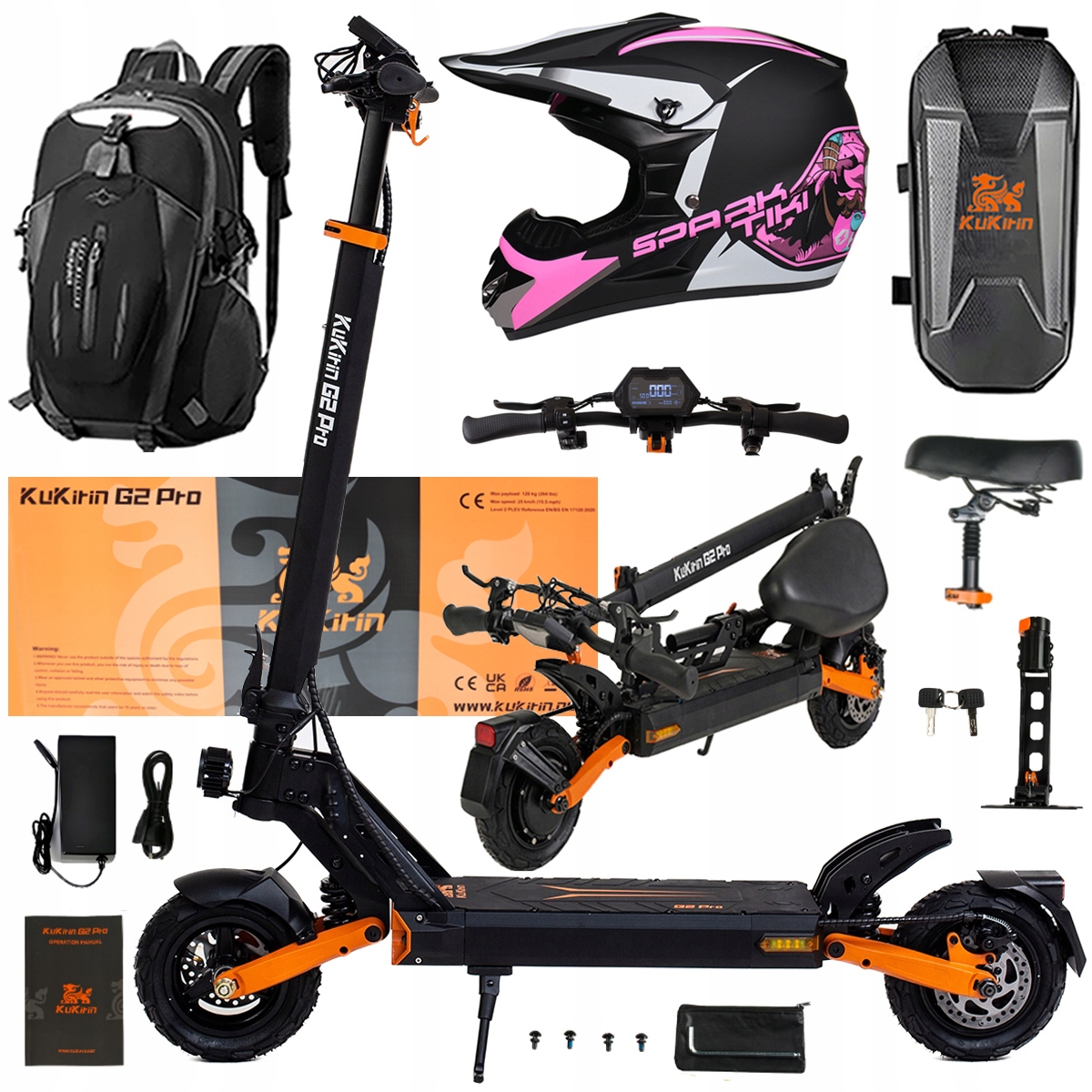 Składany Pojazd Elektryczny Kukirin G2 Pro 1000W 48V 15.6AH 45KM/H +Prezent