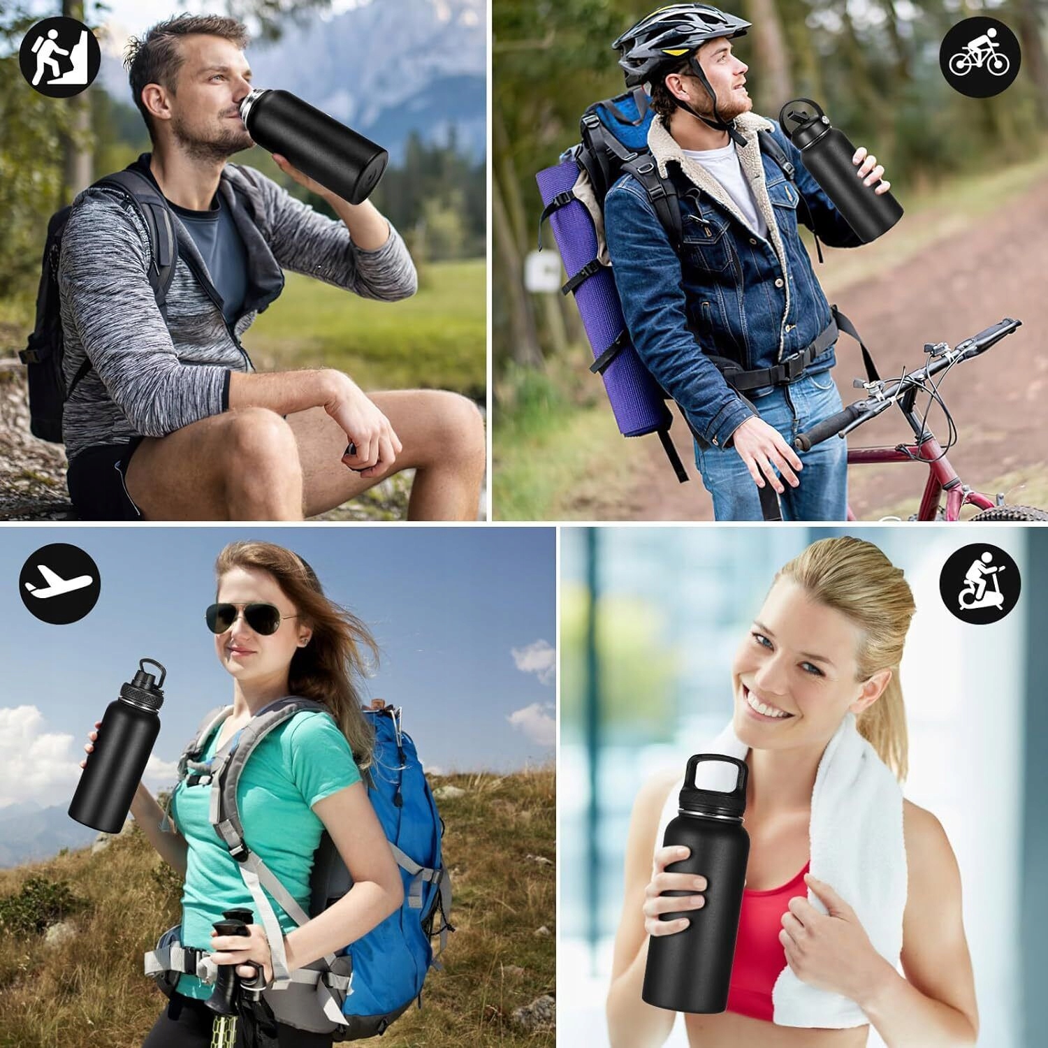 BUTELKA IZOLOWANA BUTELKA NA WODĘ 950ML, SPORTOWA BUTELKA DO PICIA Z SŁOMKĄ Maksymalne utrzymanie ciepła do 12 h