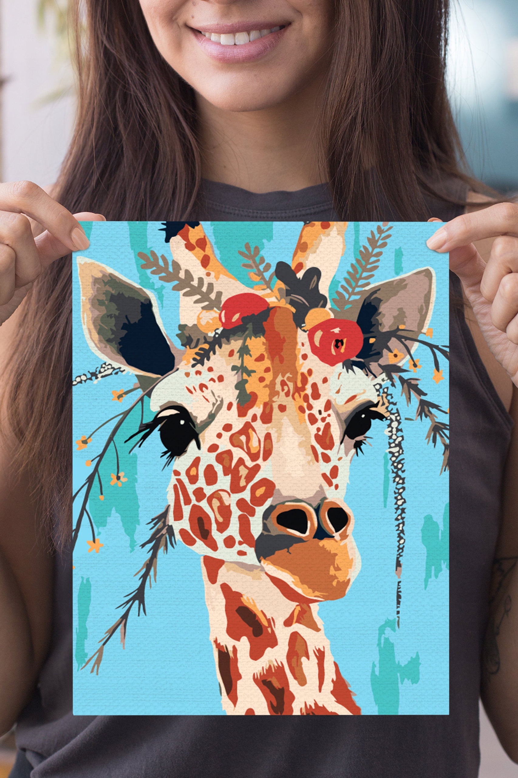 Žirafa Sada Malování podle čísel dárek 20x30