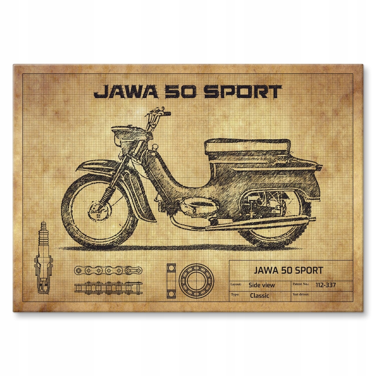 Kovový plakát Jawa 50 Sport Szyld Plech 42 x 59,4 cm Dárek