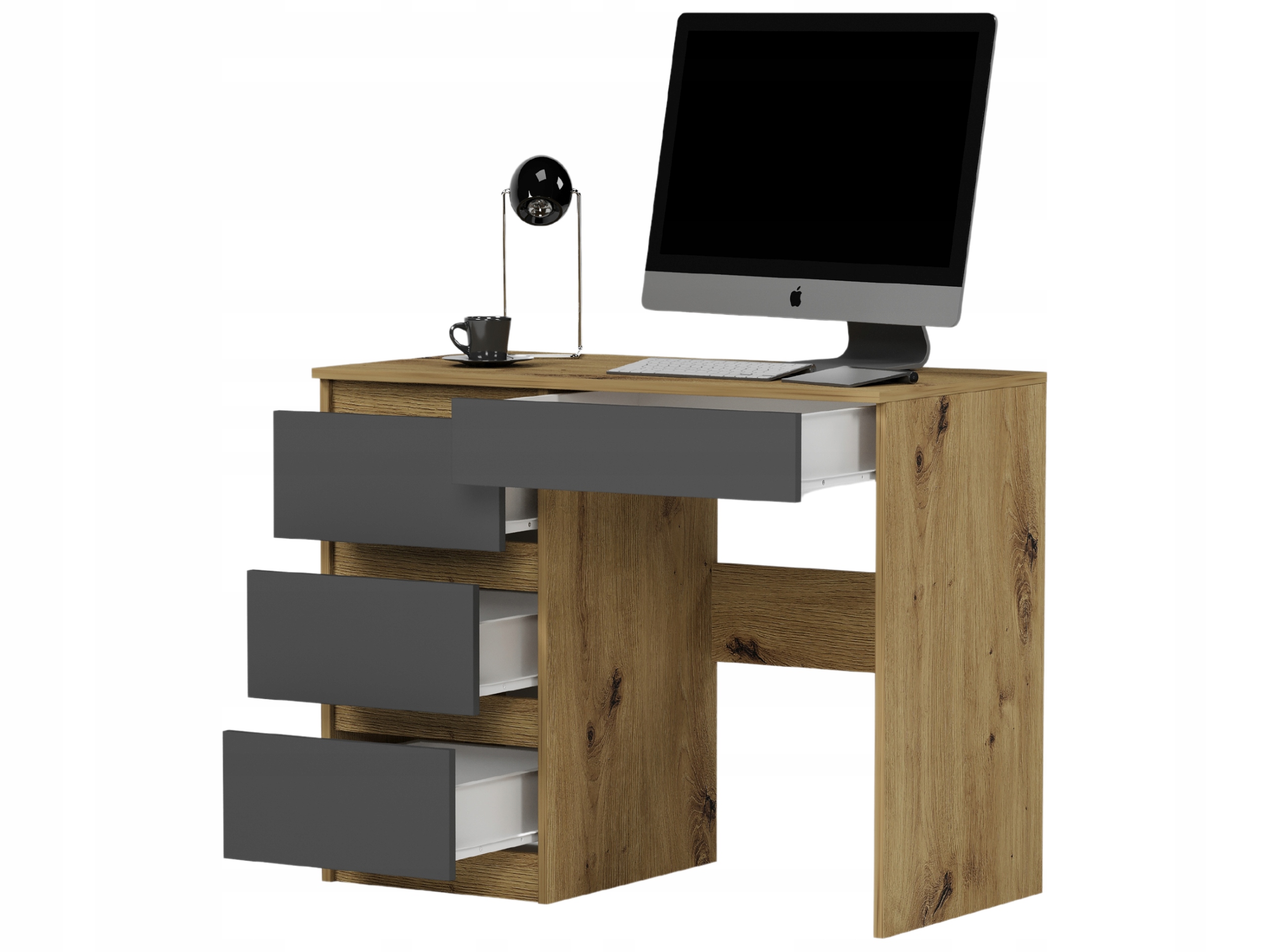 Meble Biurko komputerowe stolik 96cm artisan mix antracyt N34L lewe