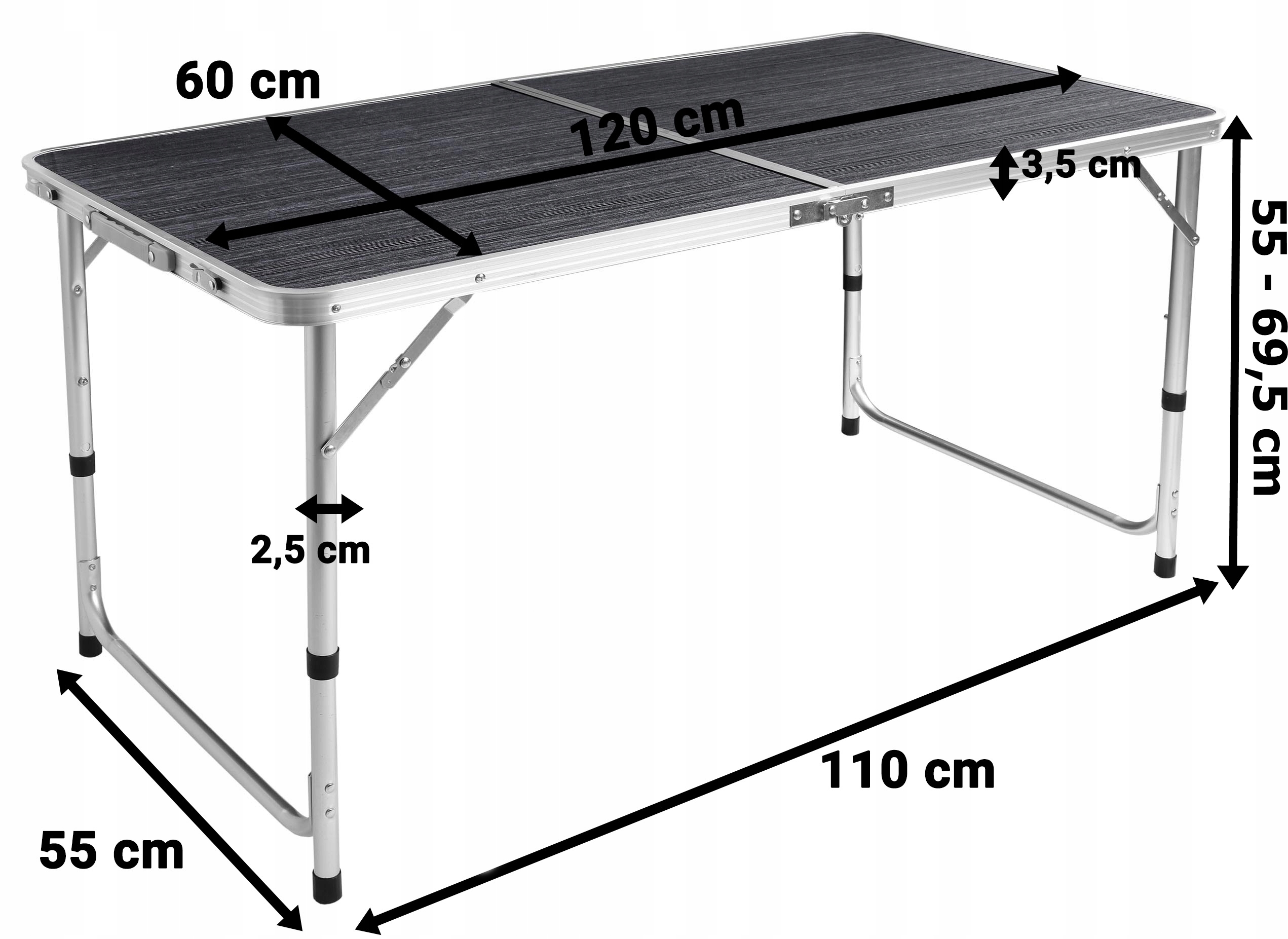 Turistický Set Nábytku Tramp 120 X 60 CM Černý Dřevěný Stůl A 4 Židle