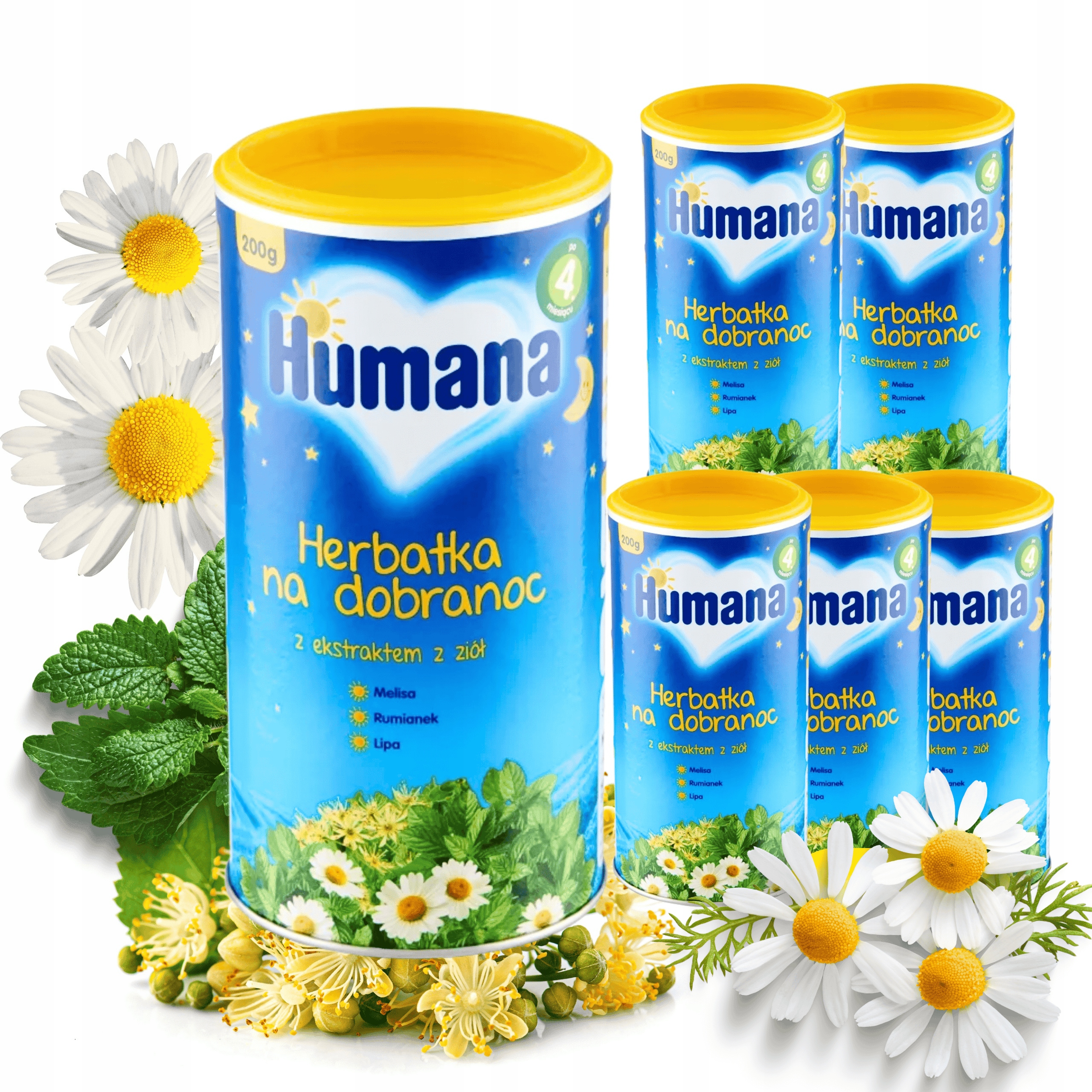 Humana Herbatka na dobranoc z ziołami dla niemowląt po 4. m-cu, 6x200g