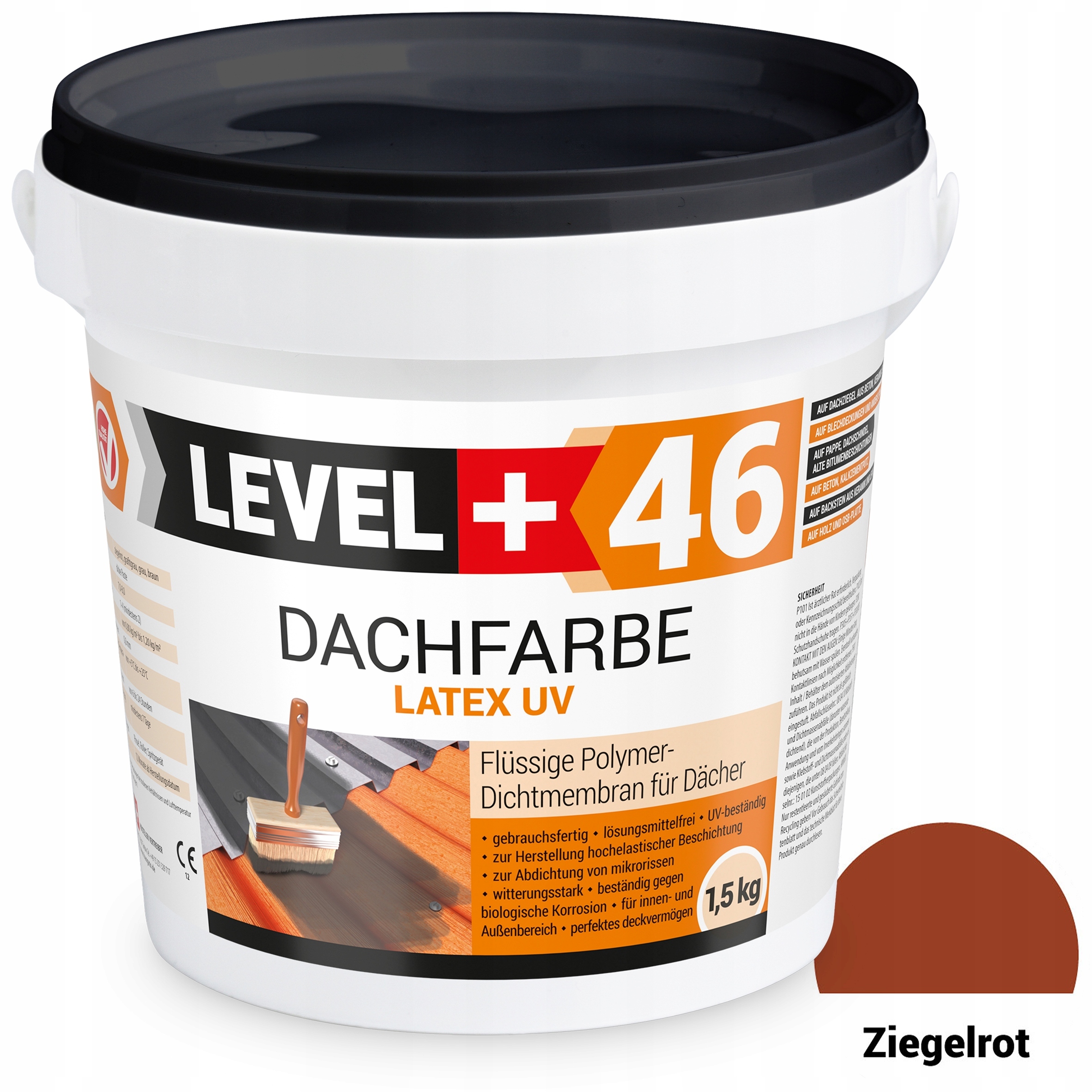 Farba Dachowa Ceglasty 1,5kg Wałek Malarski 10cm Marka Level+