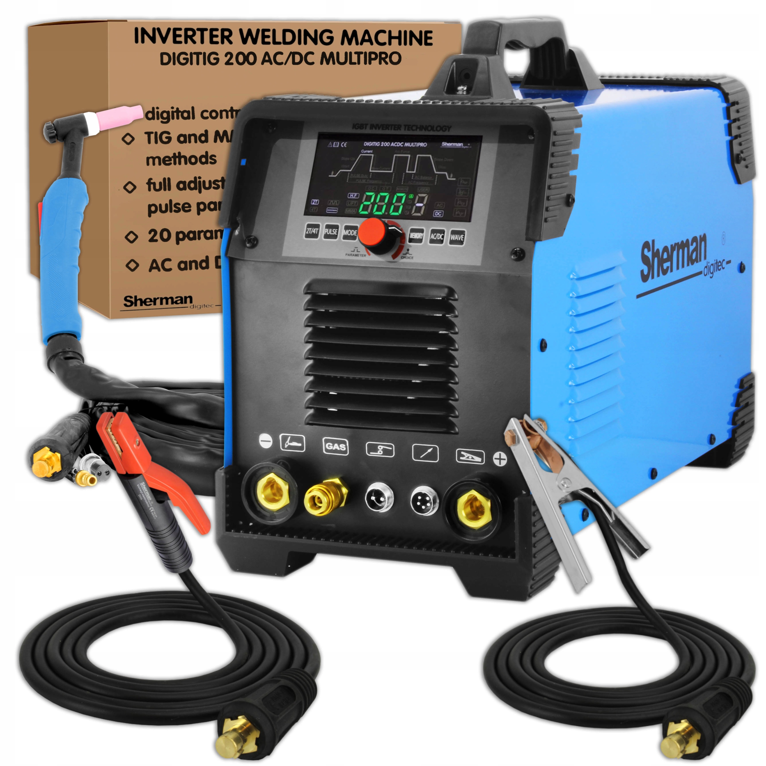 Spawarka inwertorowa Sherman TIG 200 AC/DC PULS HF