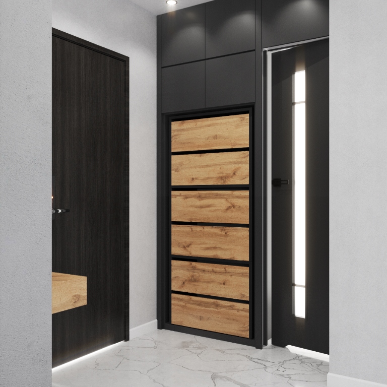 SZAFKA NA BUTY WYSOKA PÓŁKA STOJAK REGAŁ NA PRZEDPOKÓJ LOFT CZARNA WOTAN Marka Stiv-Meble