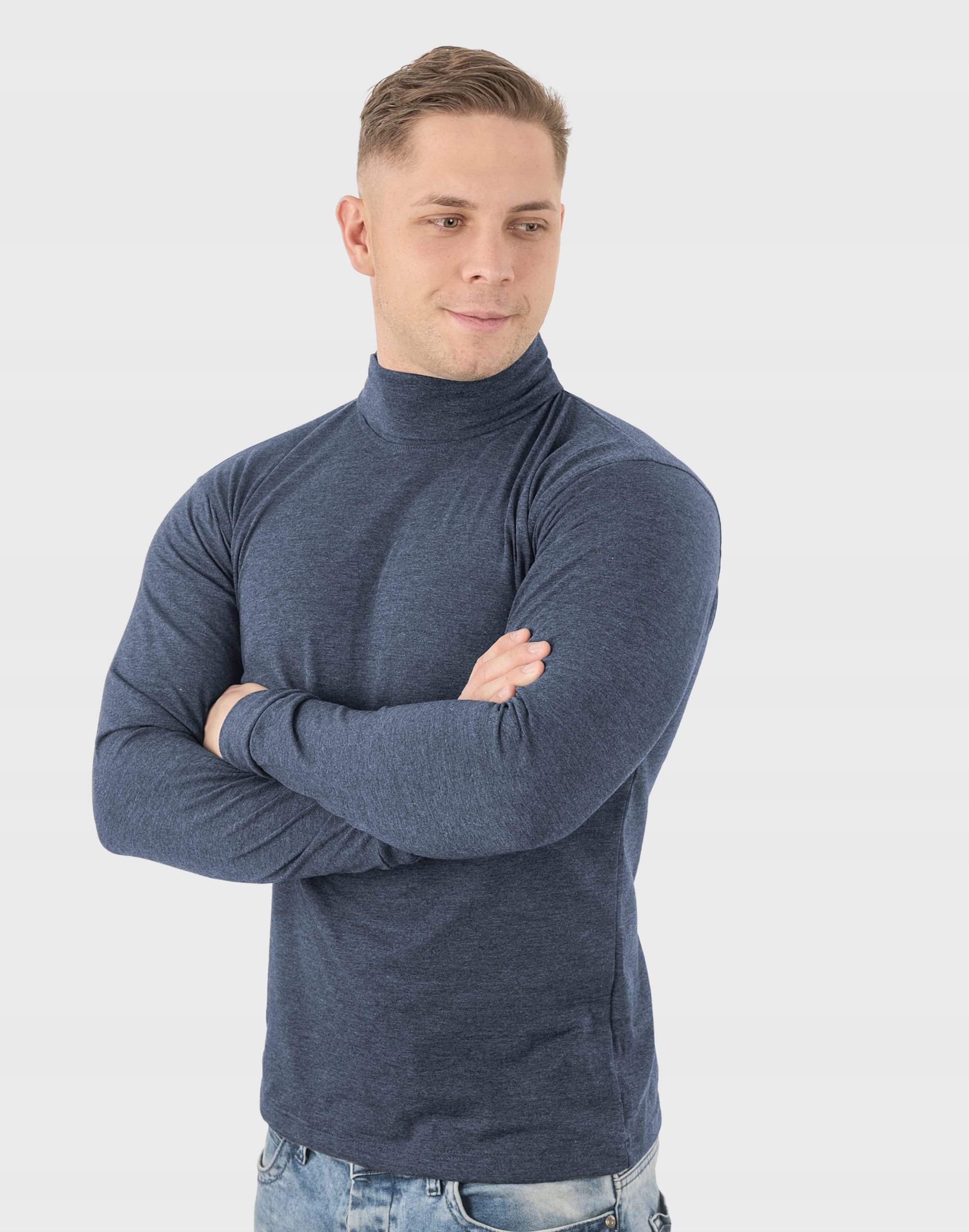 Elegancki Sweter Golf Męski Golfy WXM r XXL jeans Kolor niebieski