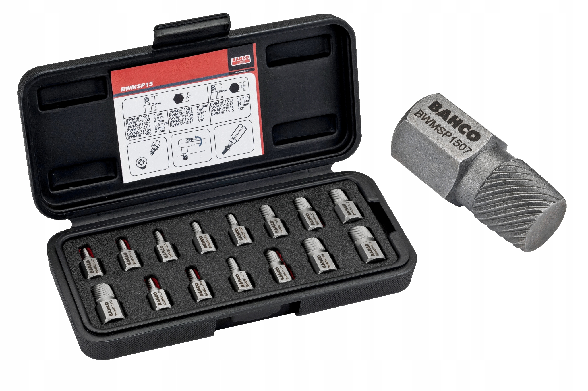 Zestaw Wykrętaków 6-KĄTNYCH Multi Spline Do Usuwania Urwanych Śrub Bahco