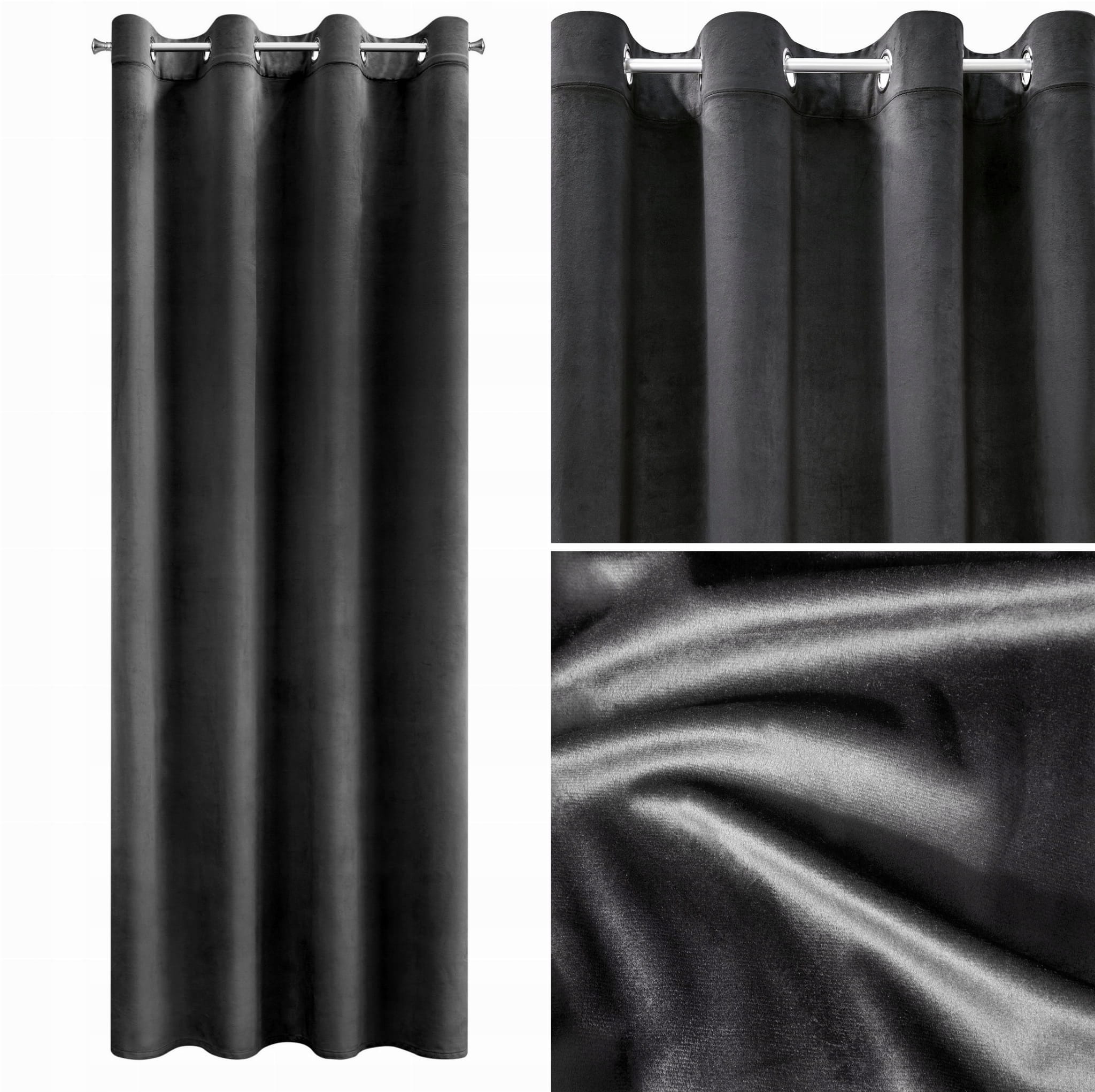 

Zasłona Przelotki Welwet Welur 140X250 CM Czarna