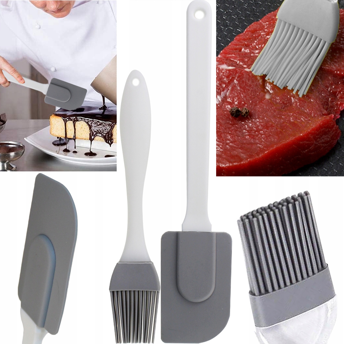 PĘDZEL ŁOPATKA SILIKONOWY PĘDZELEK SZPATUŁKA 2SZT