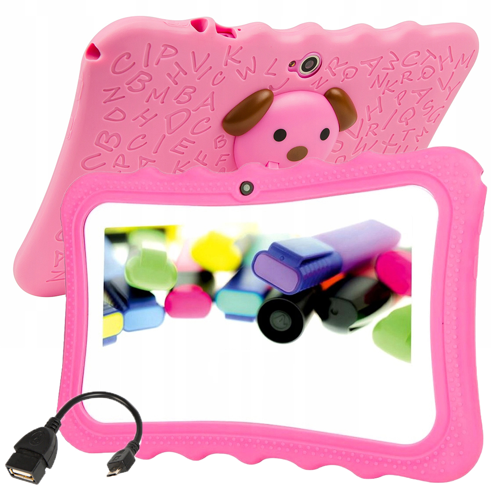 Tablet 7" Otg 2GB 32GB Růžový Wifi Android Pouzdro Nabíječka Kabel Set