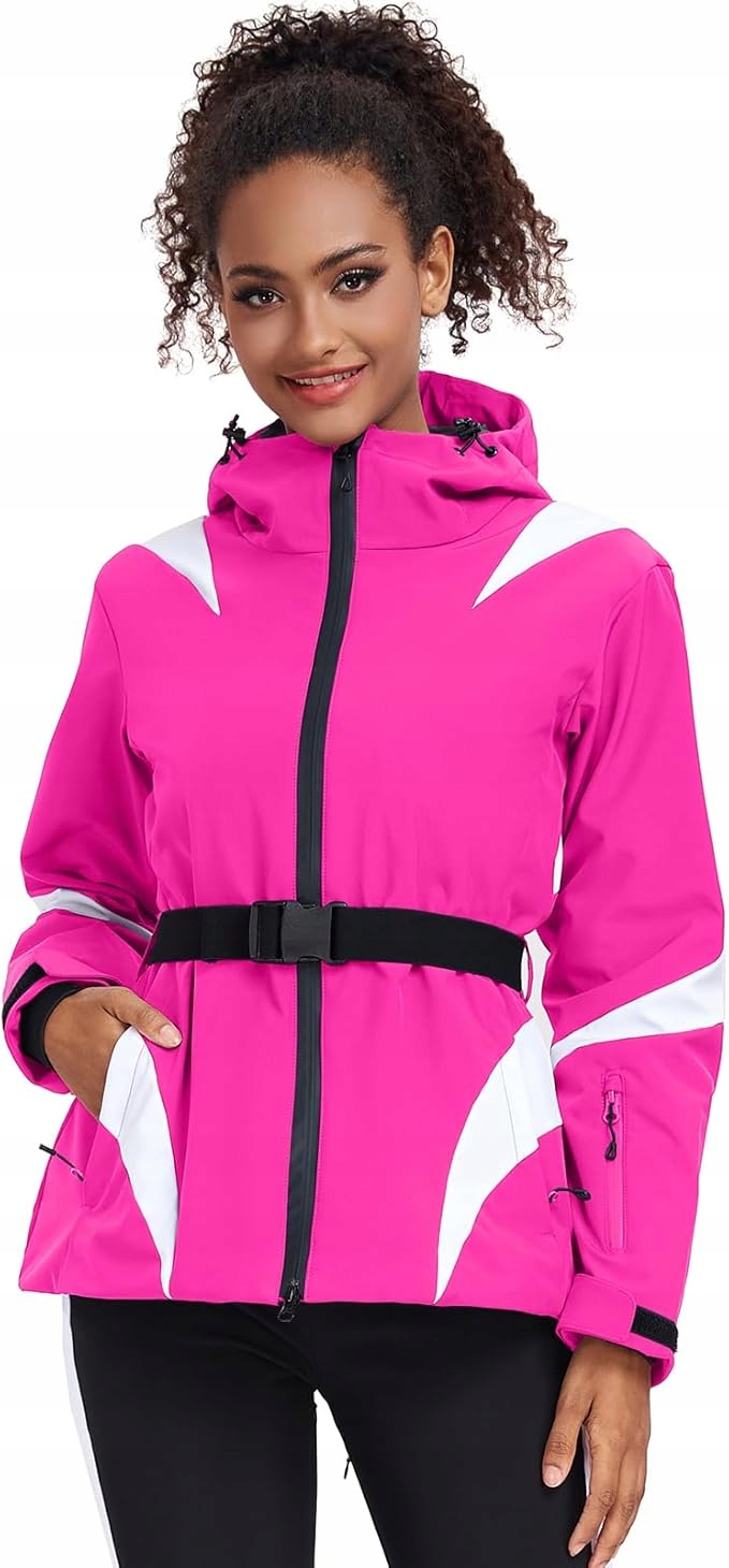 Hotian Damska kurtka zimowa narciarska Wodoodporna Wiatroszczelna różowa XL
