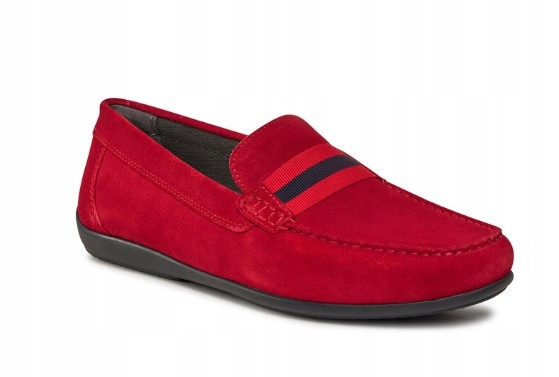 Geox Pánské Červené Kožené Zasouvací Mokasíny 44 Jjh